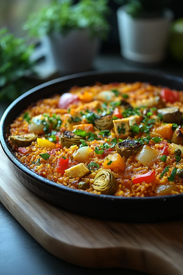 Spanish Vegan Paella: Vibrant & Saffron-Infused