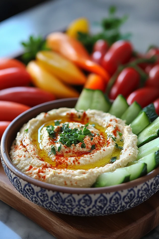 Hummus & Veggie Platter: Colorful & Nutritious