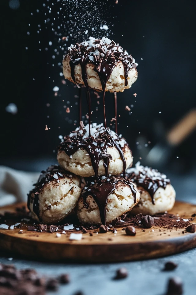 Sweet and Creamy Vegan Coconut Macaroons with Dark Chocolate Drizzle