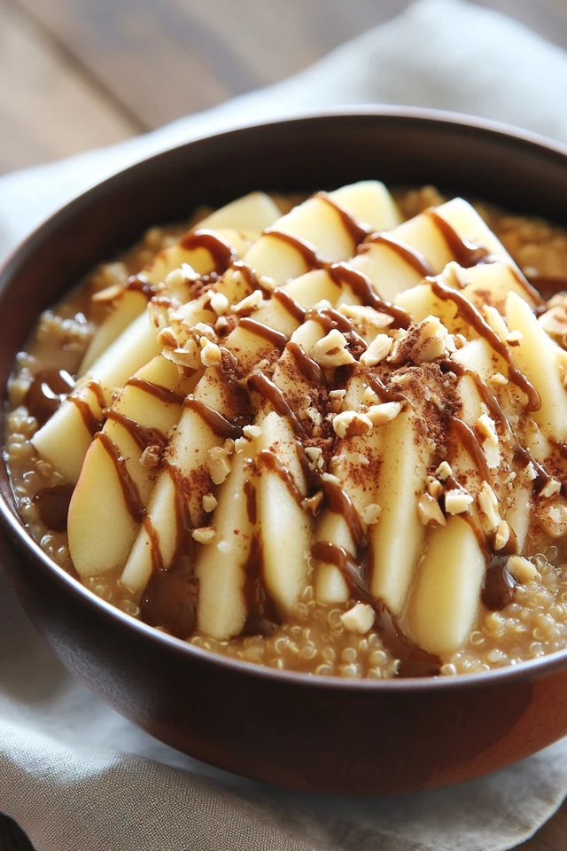 Vegan Apple Cinnamon Quinoa Porridge with Almond Butter