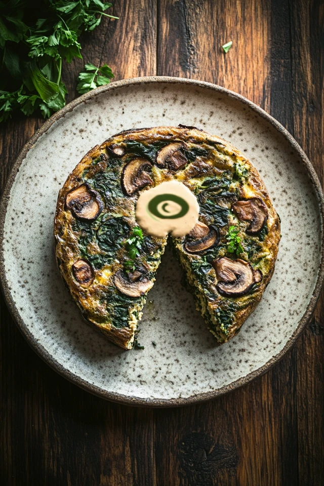 Gluten-Free Vegan Mushroom and Spinach Frittata