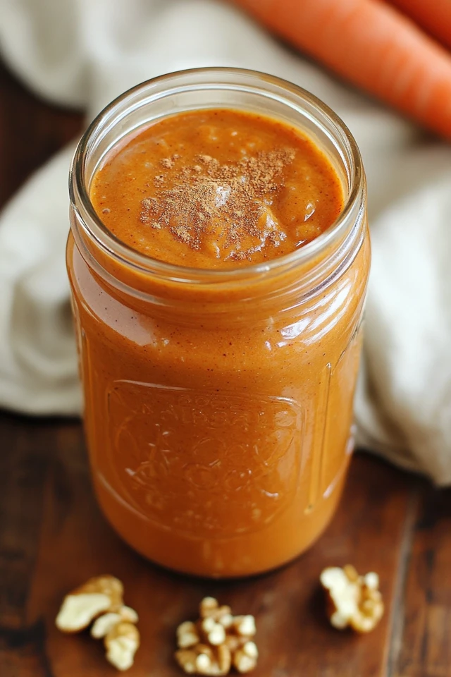 Vegan Carrot Cake Smoothie with Cinnamon, Ginger, and Nutmeg