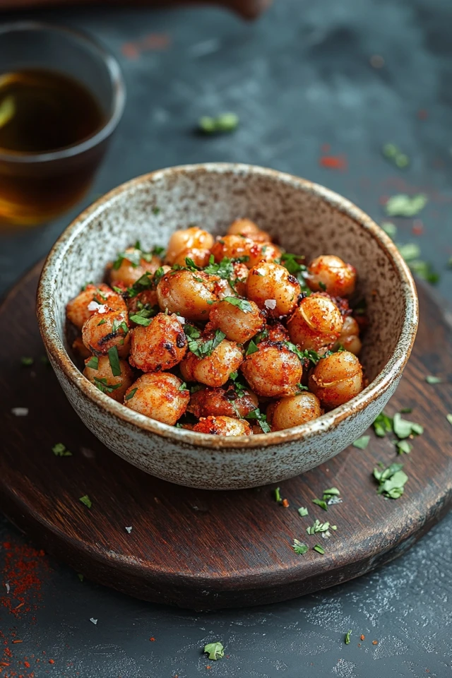 Vegan Crispy Chickpea Snacks with Garlic and Paprika