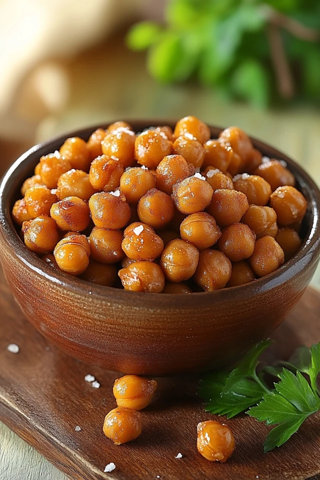 Vegan Spicy Roasted Chickpeas with Sea Salt