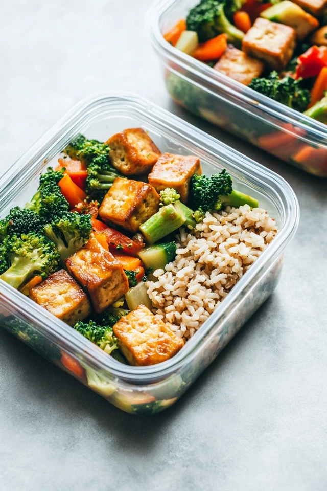 Easy Vegan Tofu and Veggie Stir-Fry with Brown Rice for Meal Prep