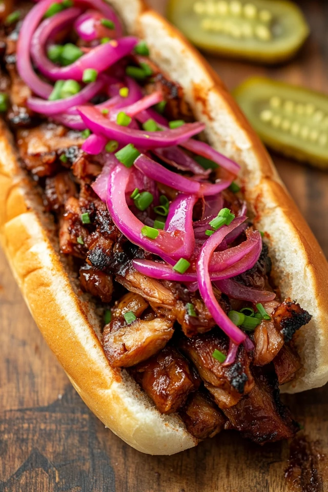 Mouthwatering Vegan BBQ Jackfruit Sandwiches with Pickled Onions