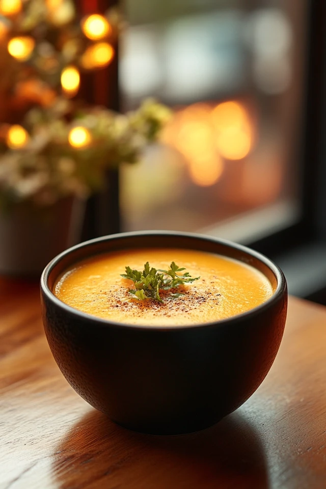 Roasted Carrot & Ginger Soup with a Creamy Coconut Twist