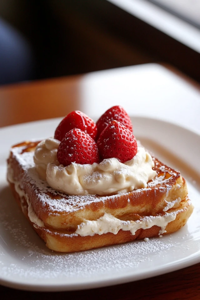 Vegan French Toast with Cashew Cream and Fresh Strawberries