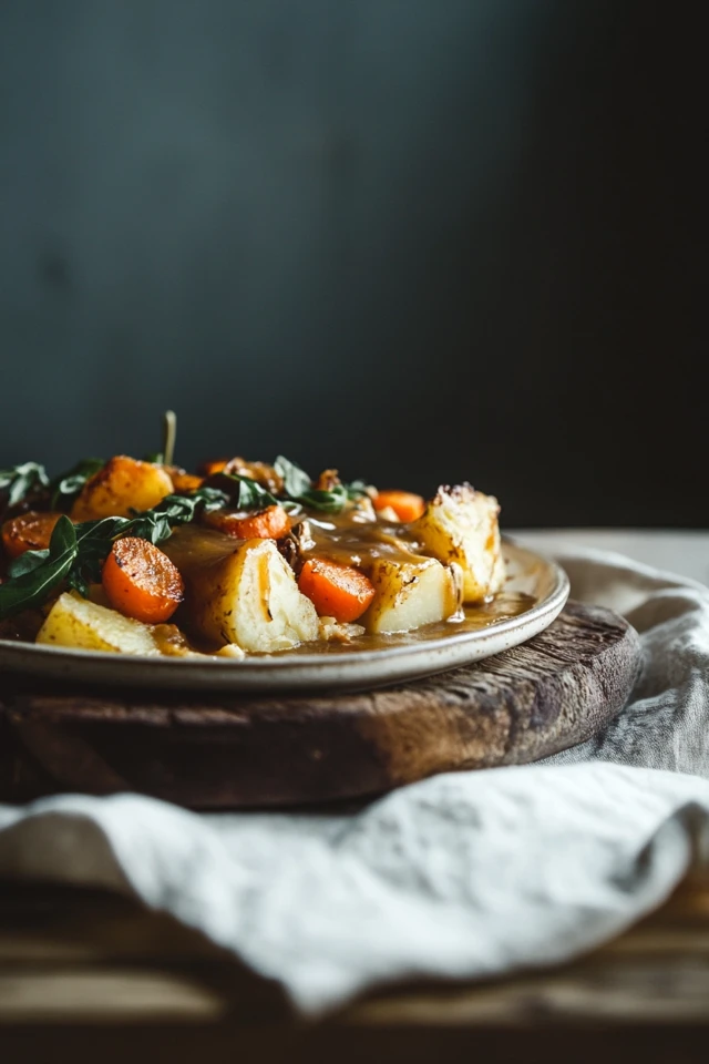 Rich Vegan Pot Roast with Carrots, Potatoes, and Savory Gravy