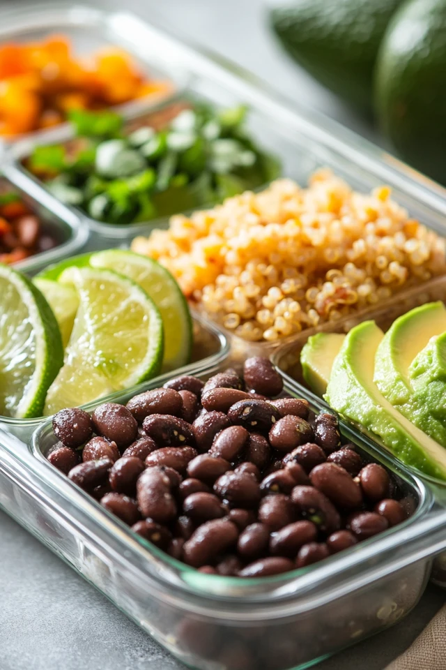 Meal Prep-Friendly Vegan Grain Bowls with Black Beans, Quinoa, and Avocado