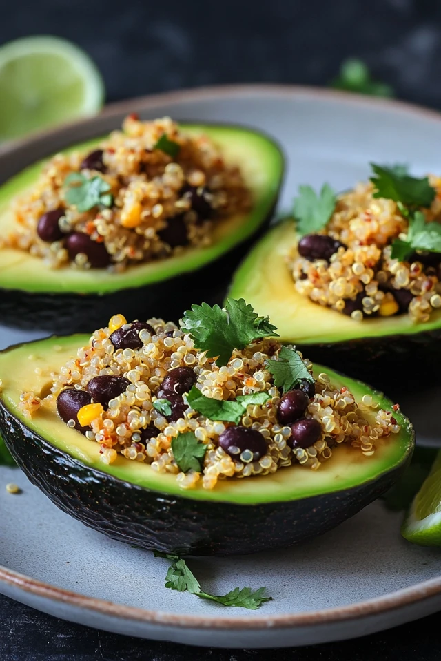 Vegan Stuffed Avocados with Quinoa and Black Beans