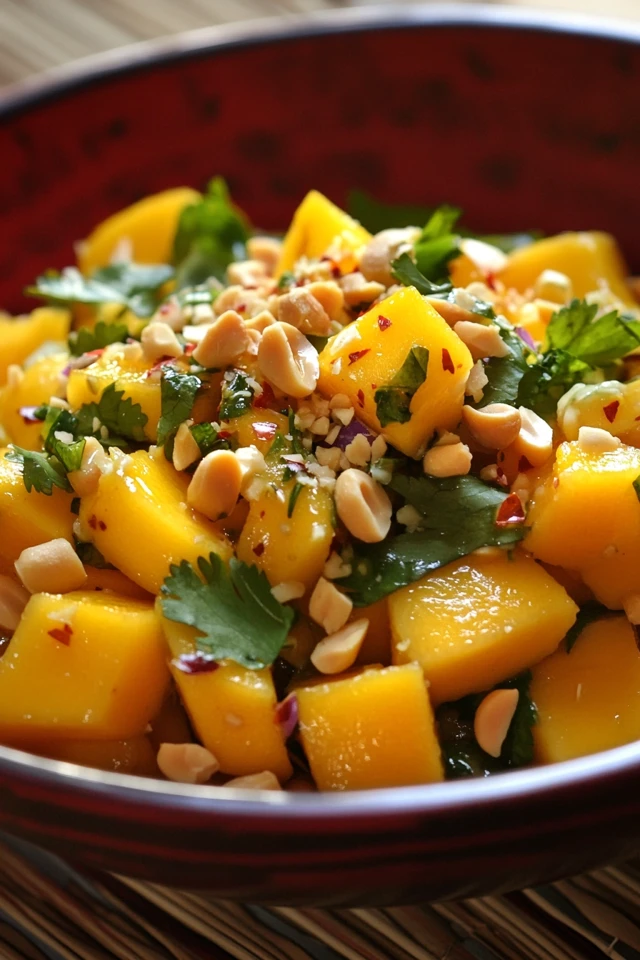 Vegan Thai Mango Salad with Peanuts and Lime Dressing