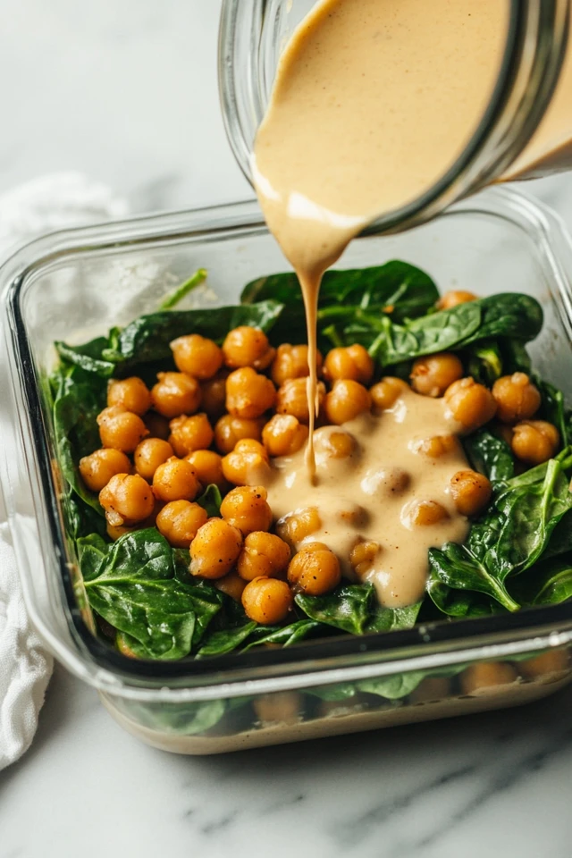 Easy Vegan Meal Prep with Chickpeas, Spinach, and Creamy Coconut Sauce