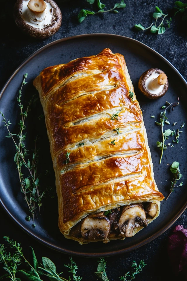 Vegan Mushroom Wellington with a Flaky Puff Pastry Crust