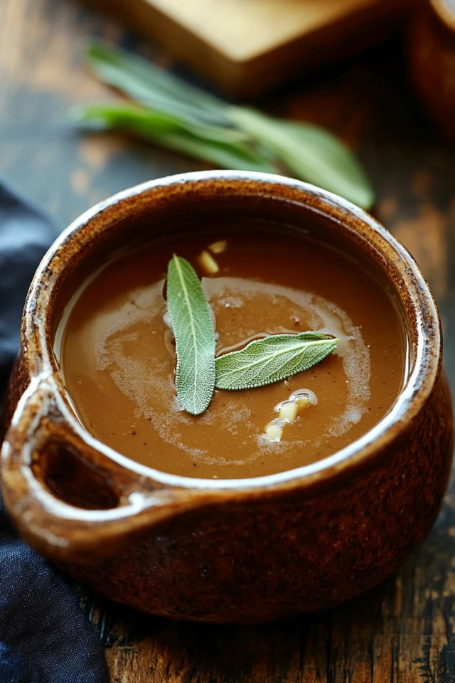 Vegan Holiday Gravy with Garlic and Sage for Roasts