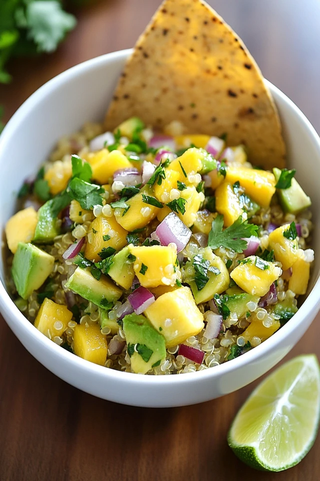 Zesty Mango & Avocado Salsa on a Bed of Quinoa