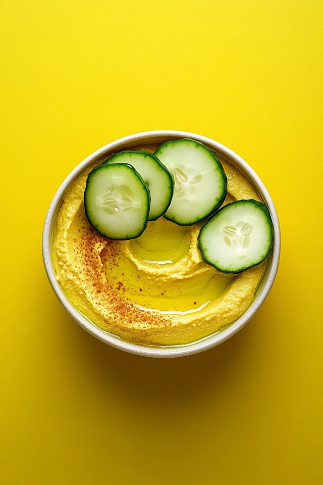 Vegan Sweet Potato Hummus with Cucumber Slices