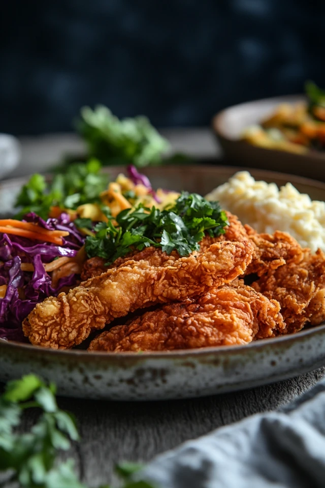 Golden Vegan Fried “Chicken” with Crispy Coating and Tender Interior