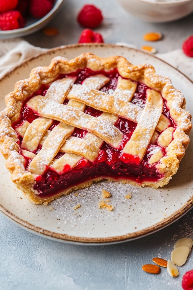 Vegan Raspberry Almond Tart with a Buttery Flaky Crust