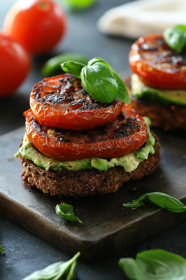 Creamy Avocado & Roasted Tomato Toast with Fresh Basil