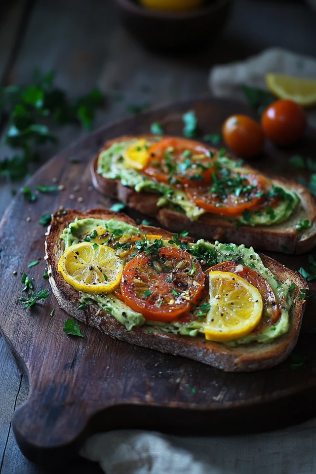 Vegan Avocado Toast with Cherry Tomatoes and Lemon Zest