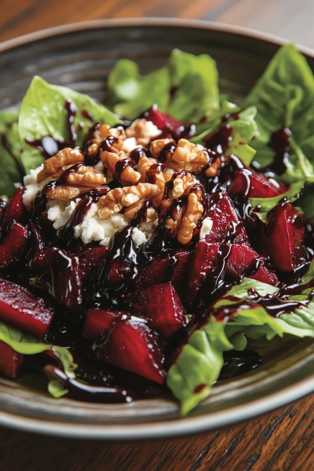 Vegan Beetroot and Walnut Salad with Balsamic Glaze