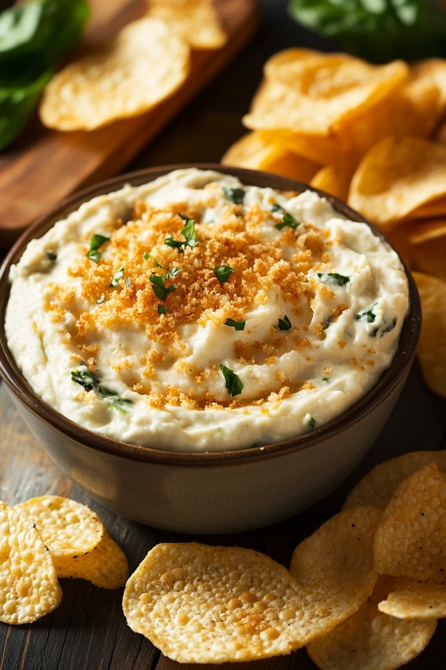 Vegan Spinach and Artichoke Dip with Gluten-Free Chips