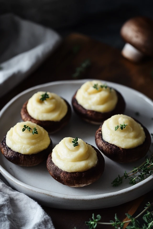 Vegan Stuffed Mushrooms with Cashew Cheese