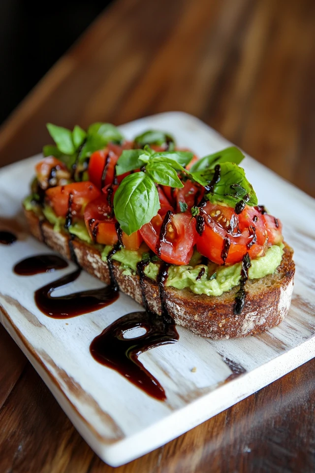 Vegan Avocado and Tomato Crostini with Basil