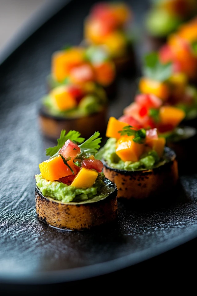 Vegan Mini Guacamole Tacos with Mango Salsa