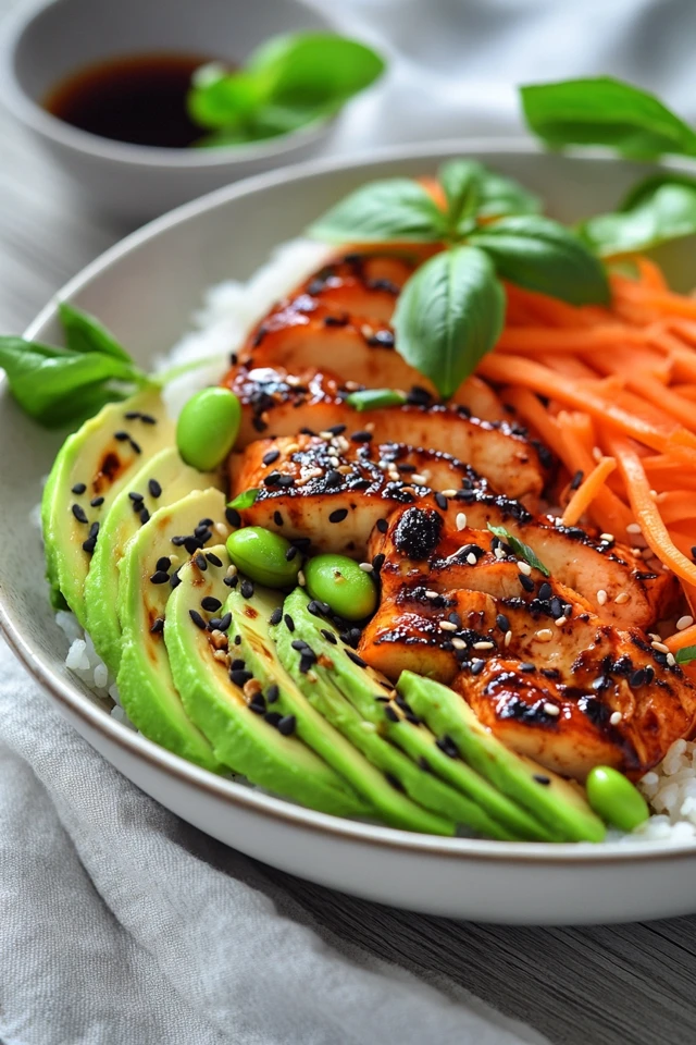 Vibrant Vegan Sushi Bowls with Avocado, Edamame, and Carrots