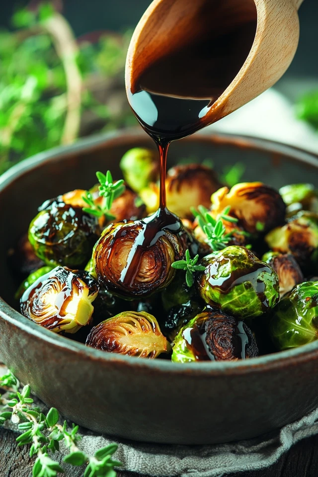 Vegan Roasted Brussels Sprouts with Maple and Balsamic Glaze