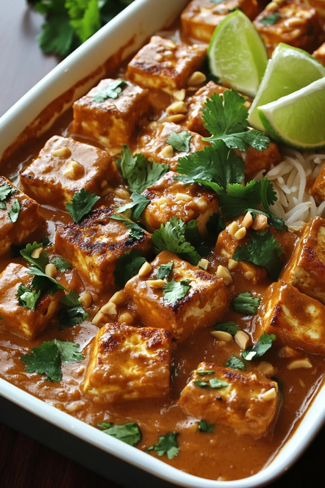 Spicy Vegan Tofu & Rice Noodles with Peanut Lime Dressing